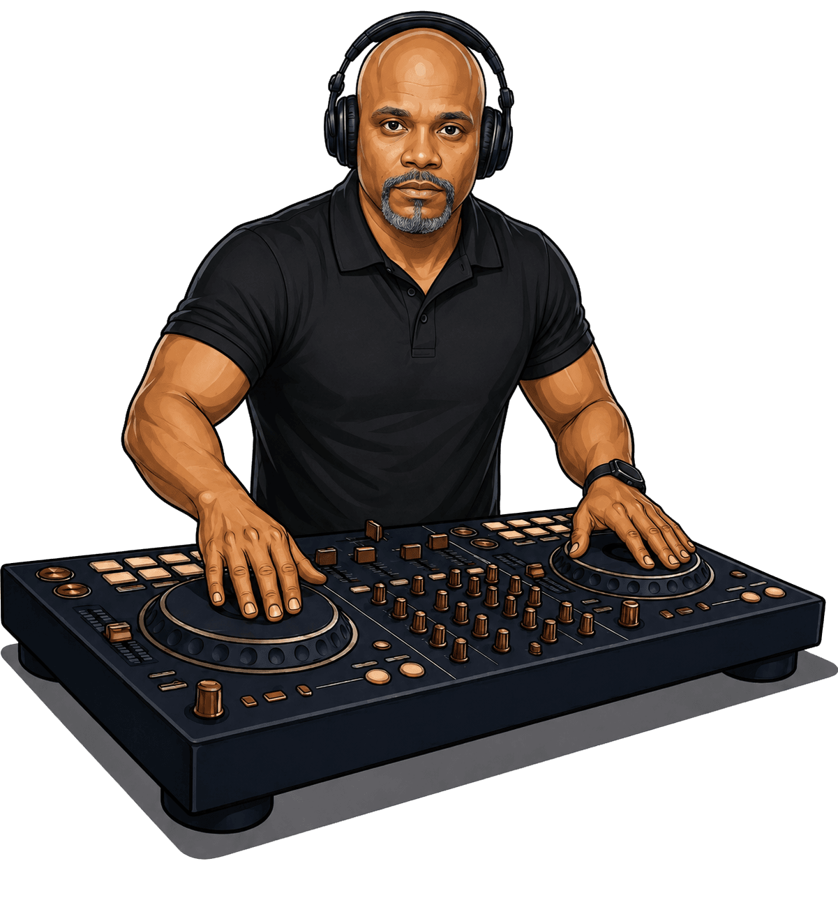 DJ Tee Cue at the decks